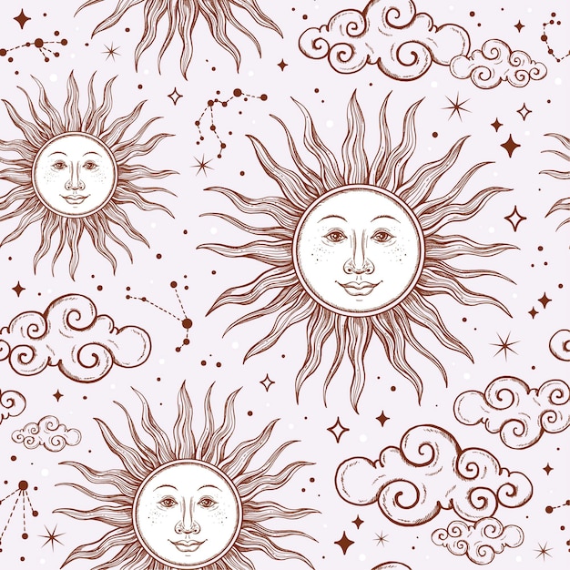 Free Vector hand drawn sun pattern