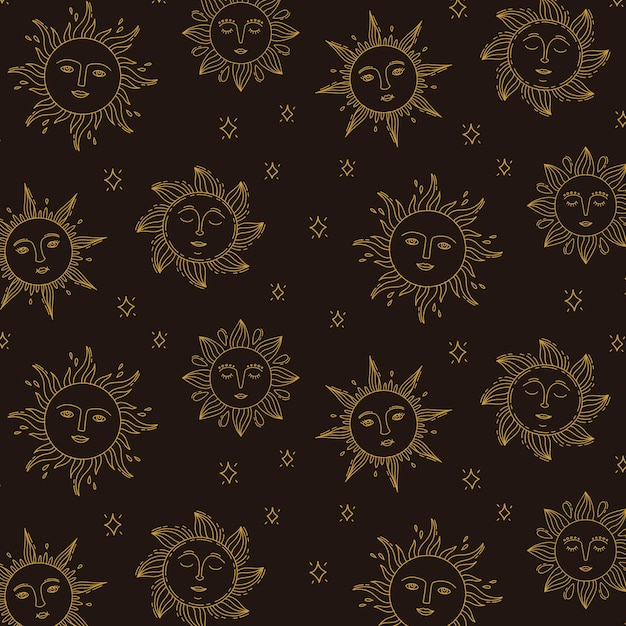 Free Vector hand drawn sun pattern