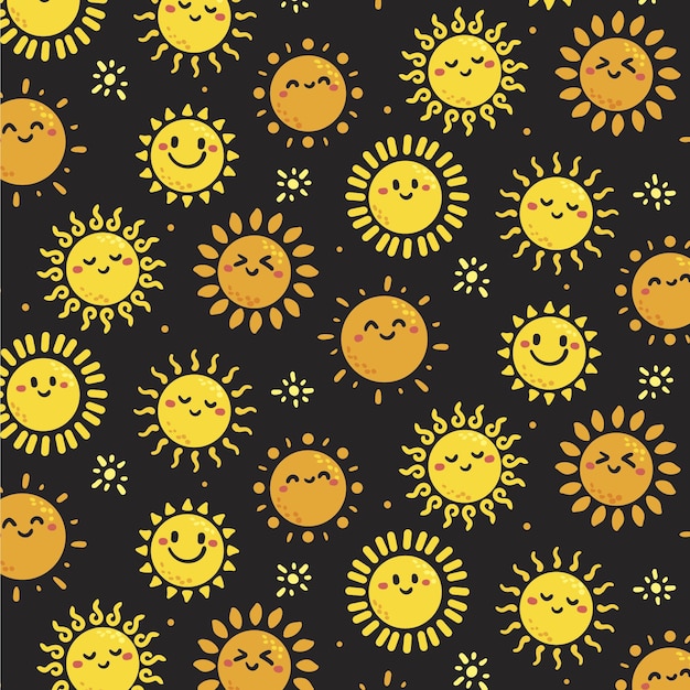 Free Vector hand drawn sun pattern