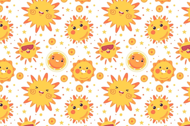 Free vector hand drawn sun pattern