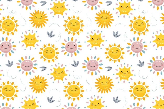 Hand drawn sun pattern