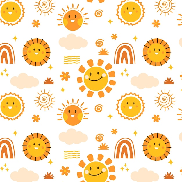 Free Vector hand drawn sun pattern