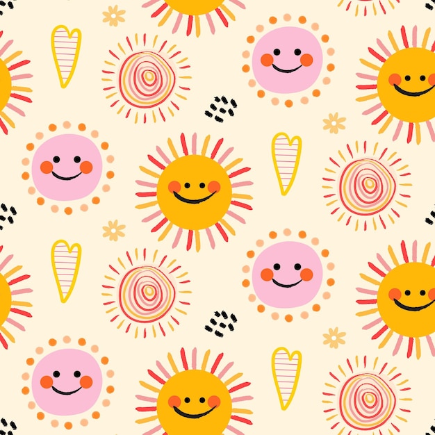 Hand drawn sun pattern