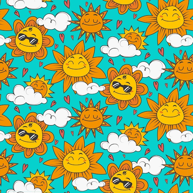 Hand drawn sun pattern