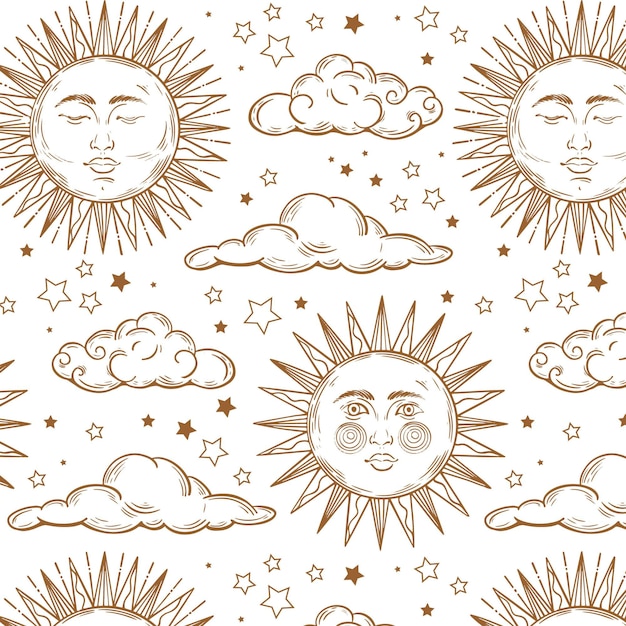 Hand drawn sun pattern