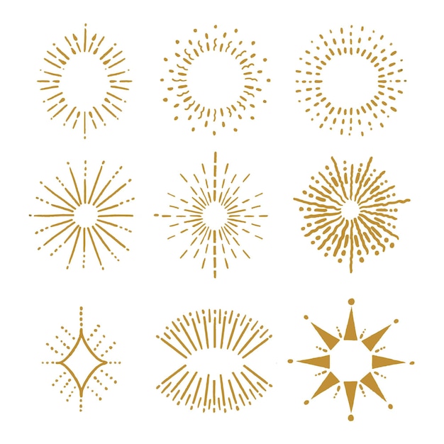 Free Vector hand drawn sunburst collection