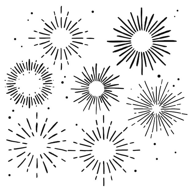 Free Vector hand drawn sunburst ornament collection