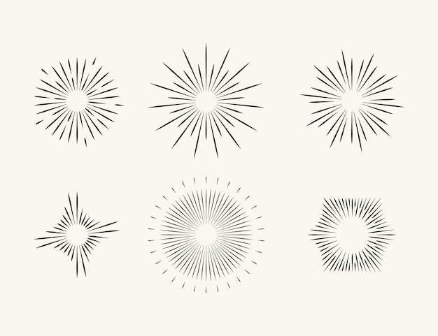 Hand drawn sunbursts collection