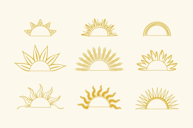 Free Vector hand drawn sunbursts collection