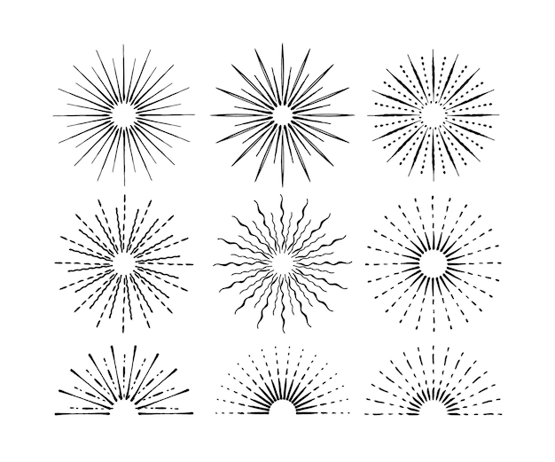 Free Vector hand drawn sunbursts collection