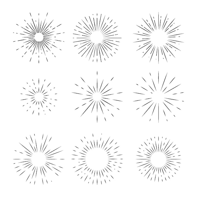 Free Vector hand drawn sunbursts collection