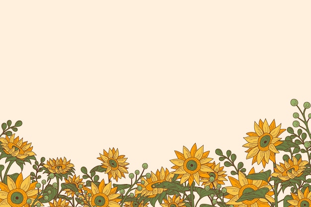 Free Vector hand drawn sunflower border set