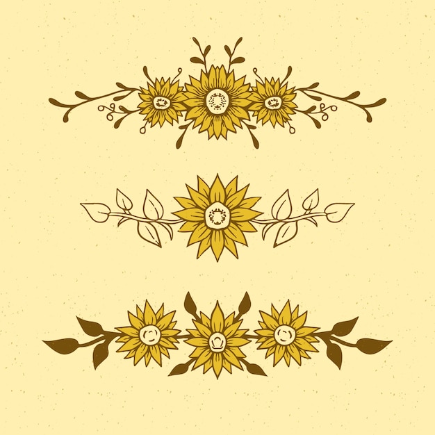 Free Vector hand drawn  sunflower border