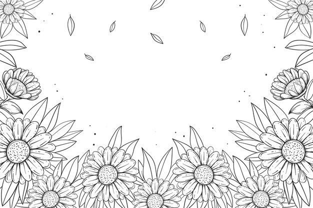 Hand drawn sunflower border