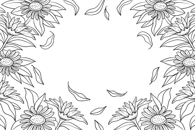 Free Vector hand drawn sunflower border