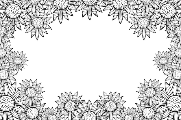 Hand drawn sunflower border