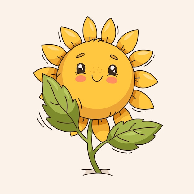 Free Vector hand drawn sunflower cartoon illustration