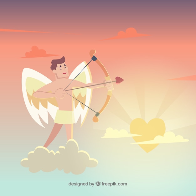 Free Vector hand drawn sunset cupid background