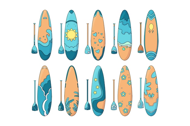 Free Vector hand drawn sup board collection