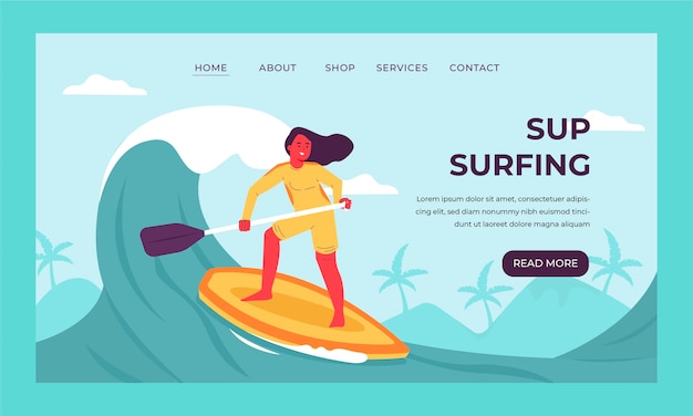 Hand drawn sup sport landing page lessons templates