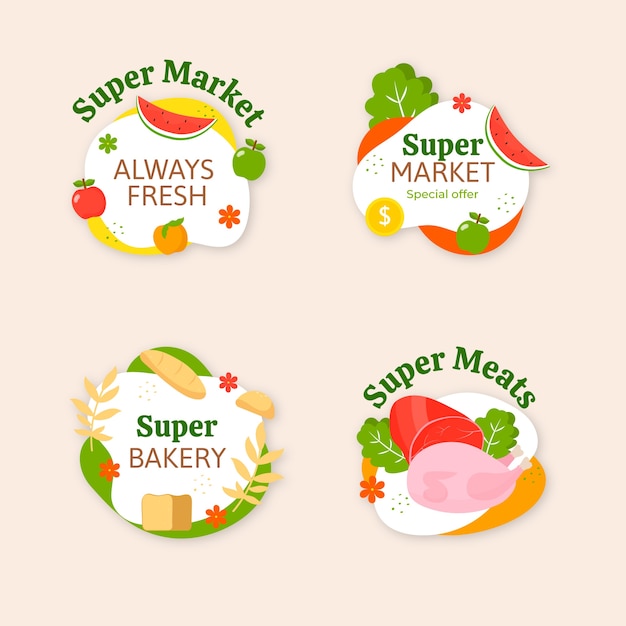 Hand drawn supermarket labels template