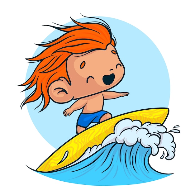 Hand drawn surfboard cartoon illustration