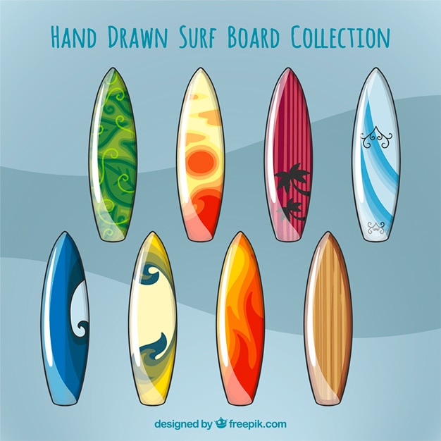 Free Vector hand drawn surfboards collection