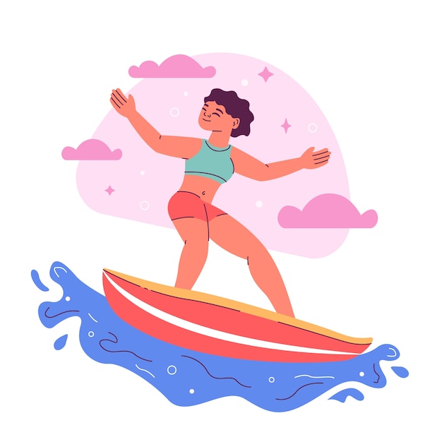 Free vector hand drawn surfing illustration