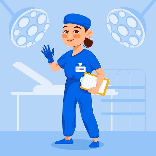 Free Vector hand drawn surgeon cartoon illustration