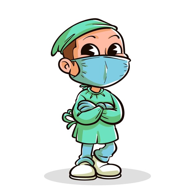 Hand drawn surgeon cartoon illustration