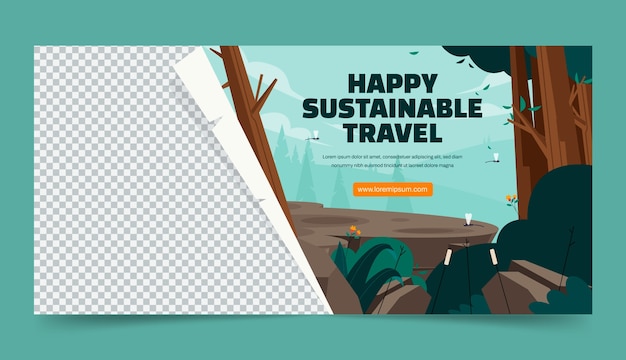 Hand drawn sustainable travel horizontal banner