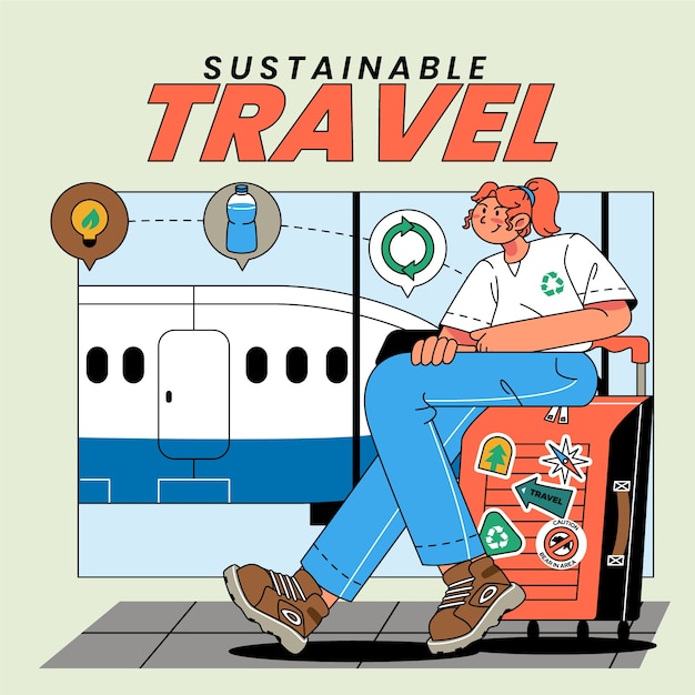 Free vector hand drawn sustainable travel illustration