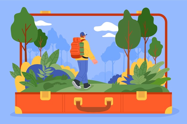 Free Vector hand drawn sustainable travel illustration