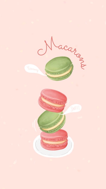 Free Vector hand drawn sweet macaron mobile background template