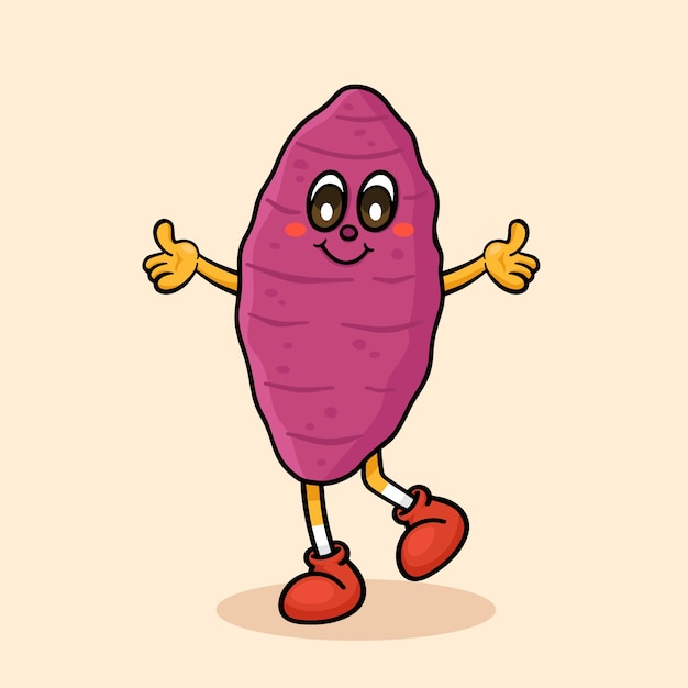 Hand drawn sweet potato cartoon illustration