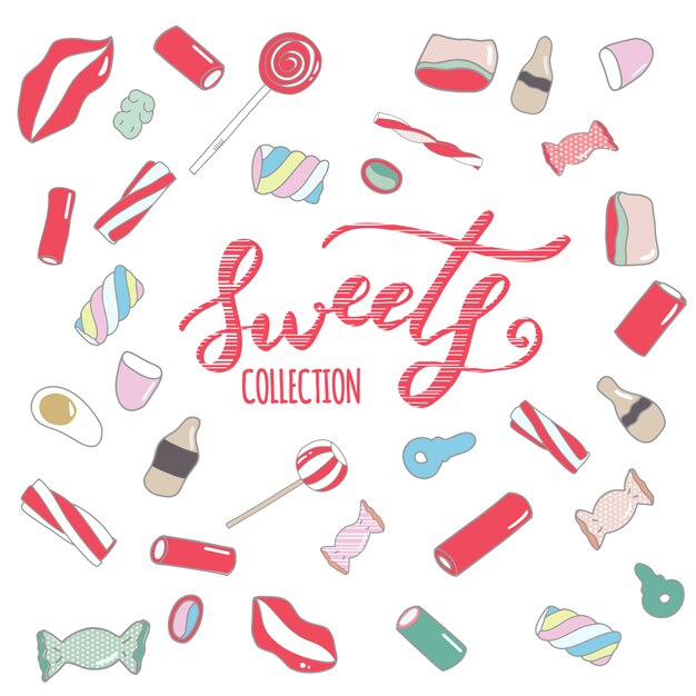 Hand drawn sweets collection