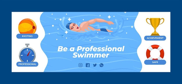 Hand drawn swimming lessons  facebook cover