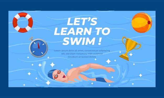 Hand drawn swimming lessons facebook template