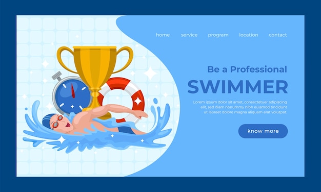 Free Vector hand drawn swimming lessons landing page