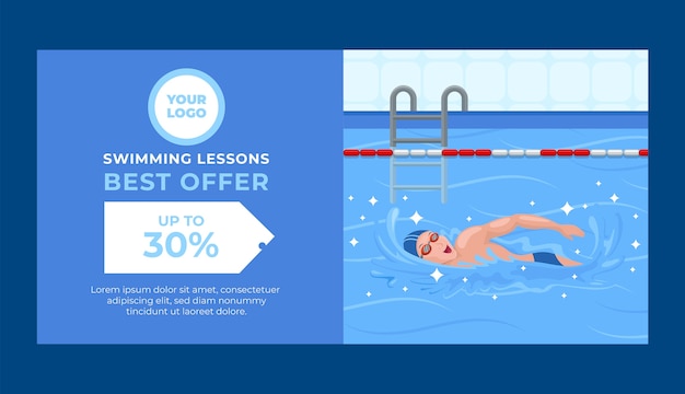 Free Vector hand drawn swimming lessons sale banner