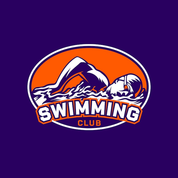 Hand drawn swimming logo template