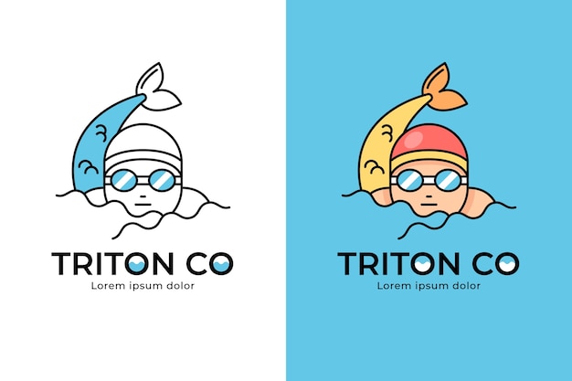 Hand drawn swimming logo template