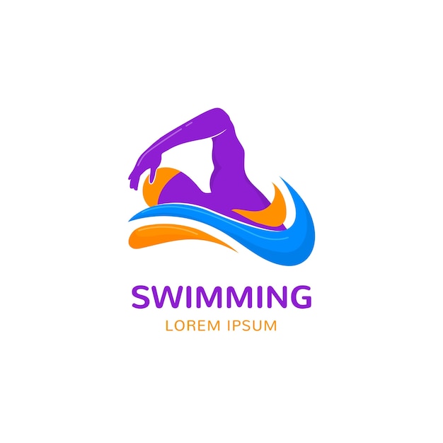 Hand drawn swimming logo template