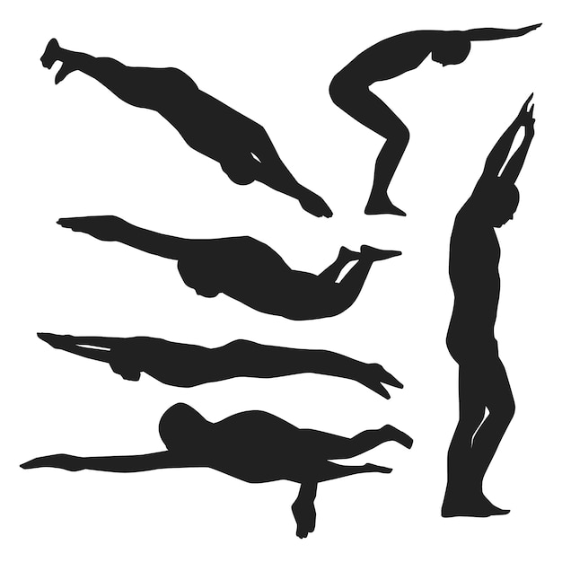 Hand drawn swimming silhouette