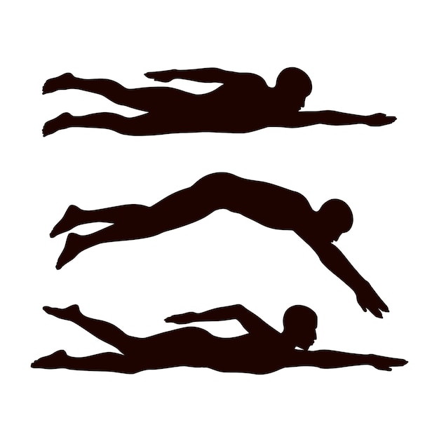 Free Vector hand drawn swimming silhouette