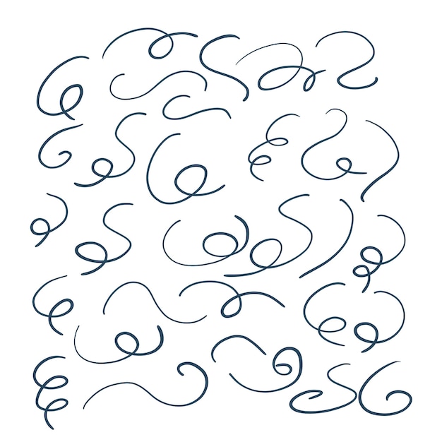 Hand drawn swirl shapes big set