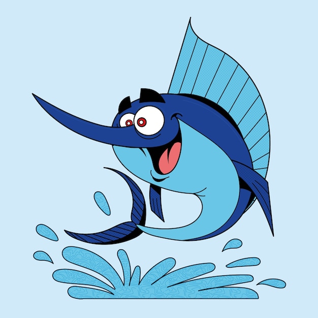 Free vector hand drawn swordfish cartoon illustration