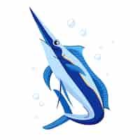 Free vector hand drawn swordfish cartoon illustration