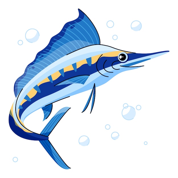 Free Vector hand drawn swordfish cartoon illustration