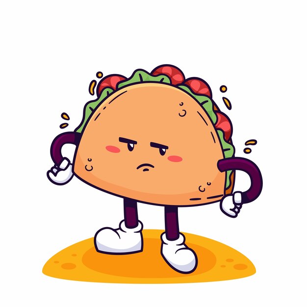 Hand drawn taco cartoon illustration